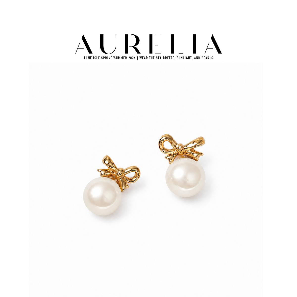 Bow Freshwater Pearl Stud Earrings — product view