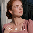 Bow Freshwater Pearl Stud Earrings worn by a model
