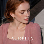 Bow Freshwater Pearl Stud Earrings worn by a model