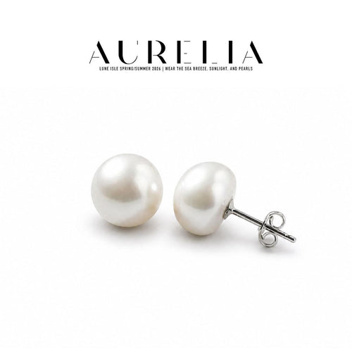 Classic Button Freshwater Pearl Stud Earrings — product view