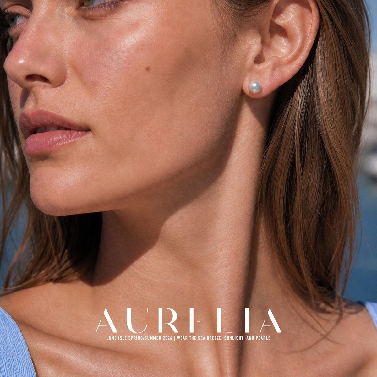Classic Button Freshwater Pearl Stud Earrings worn by a model