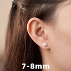 Classic Button Freshwater Pearl Stud Earrings — 7-8mm