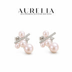 Clustered Crystal Pearl Stud Earrings — product view