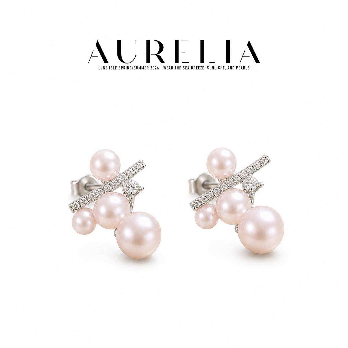 Clustered Crystal Pearl Stud Earrings — product view