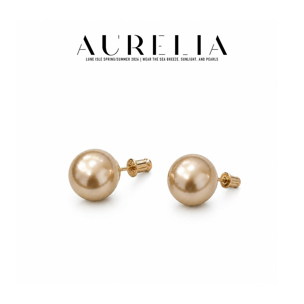 Mocha Crystal Pearl Stud Earrings — product view