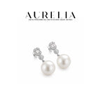 Round Shell Pearl Drop Earrings — product view