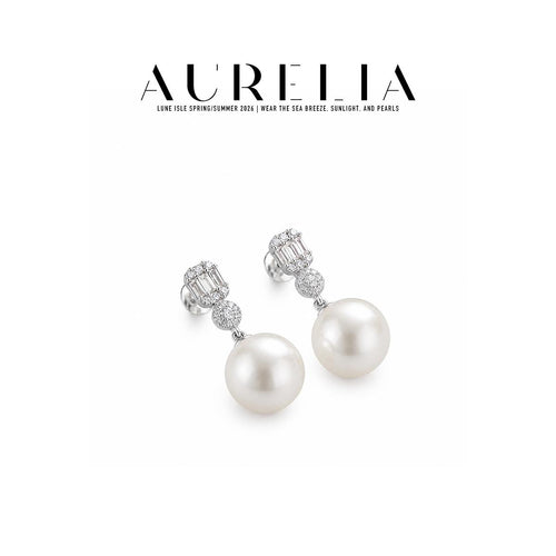 Round Shell Pearl Drop Earrings — product view