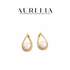 Teardrop Frame Freshwater Pearl Earrings — supplied AURELIA product photograph.