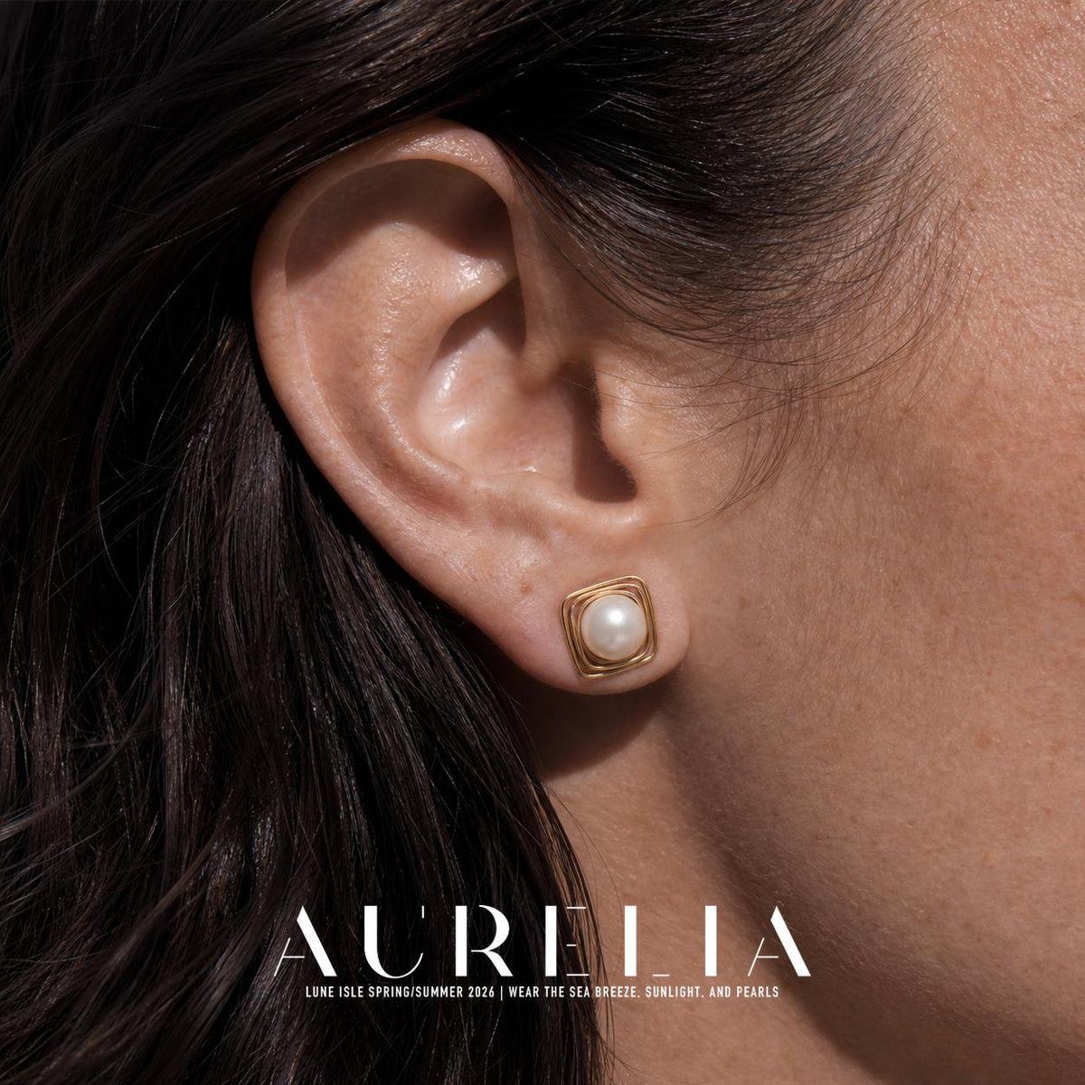 Geometric Square Freshwater Pearl Earrings — detail image from supplied product materials.