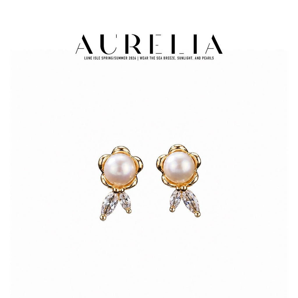 Floral Freshwater Pearl Stud Earrings — main image from supplied product materials.