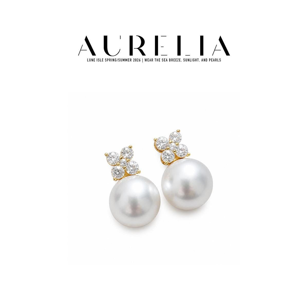 Clover Freshwater Pearl Earrings — supplied AURELIA product photograph.