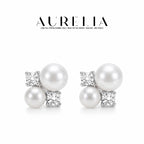 Double Pearl Cluster Stud Earrings — supplied AURELIA product photograph.