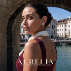 Over-shoulder canal portrait clearly shows two unequal white beads alternating with two square bright accents.