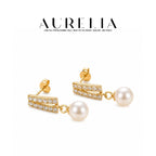 Pavé Bar Pearl Drop Earrings — supplied AURELIA product photograph.