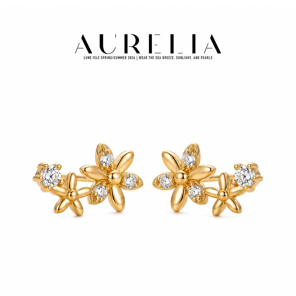 Floral Cluster Stud Earrings — supplied AURELIA product photograph.
