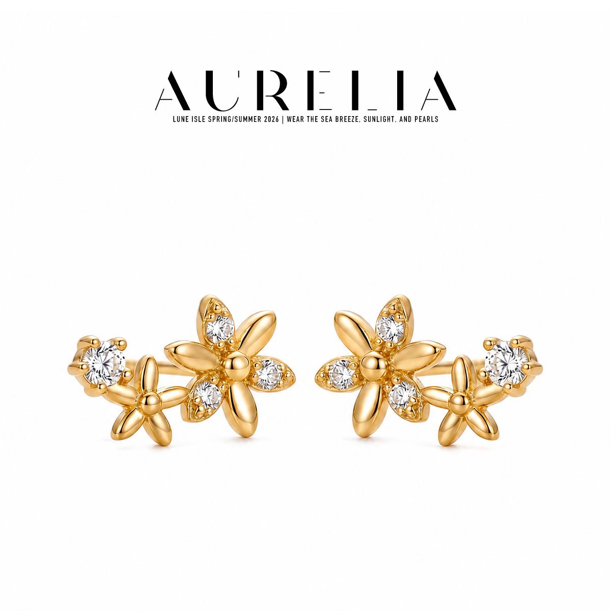 Floral Cluster Stud Earrings — supplied AURELIA product photograph.