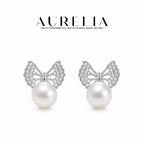 Butterfly Shell Pearl Stud Earrings — supplied AURELIA product photograph.