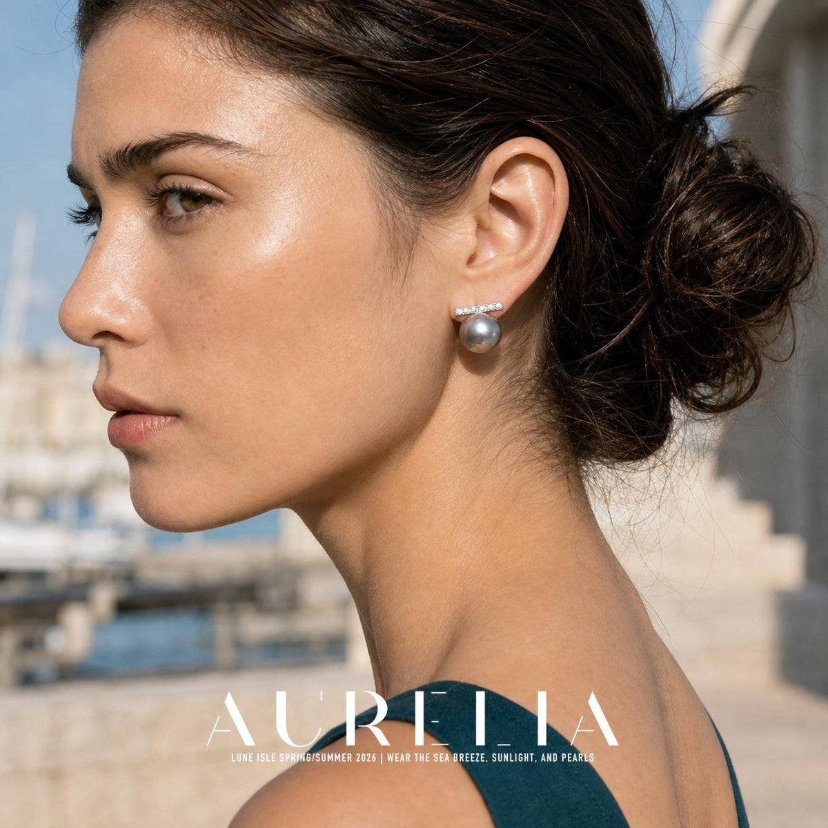 Closer side portrait showing a straight bright rectangular bar above one gray round bead.