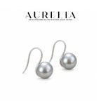 Gray Crystal Pearl Hook Earrings — supplied AURELIA product photograph.