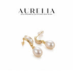 Shell and Freshwater Pearl Drop Earrings — supplied AURELIA product photograph.