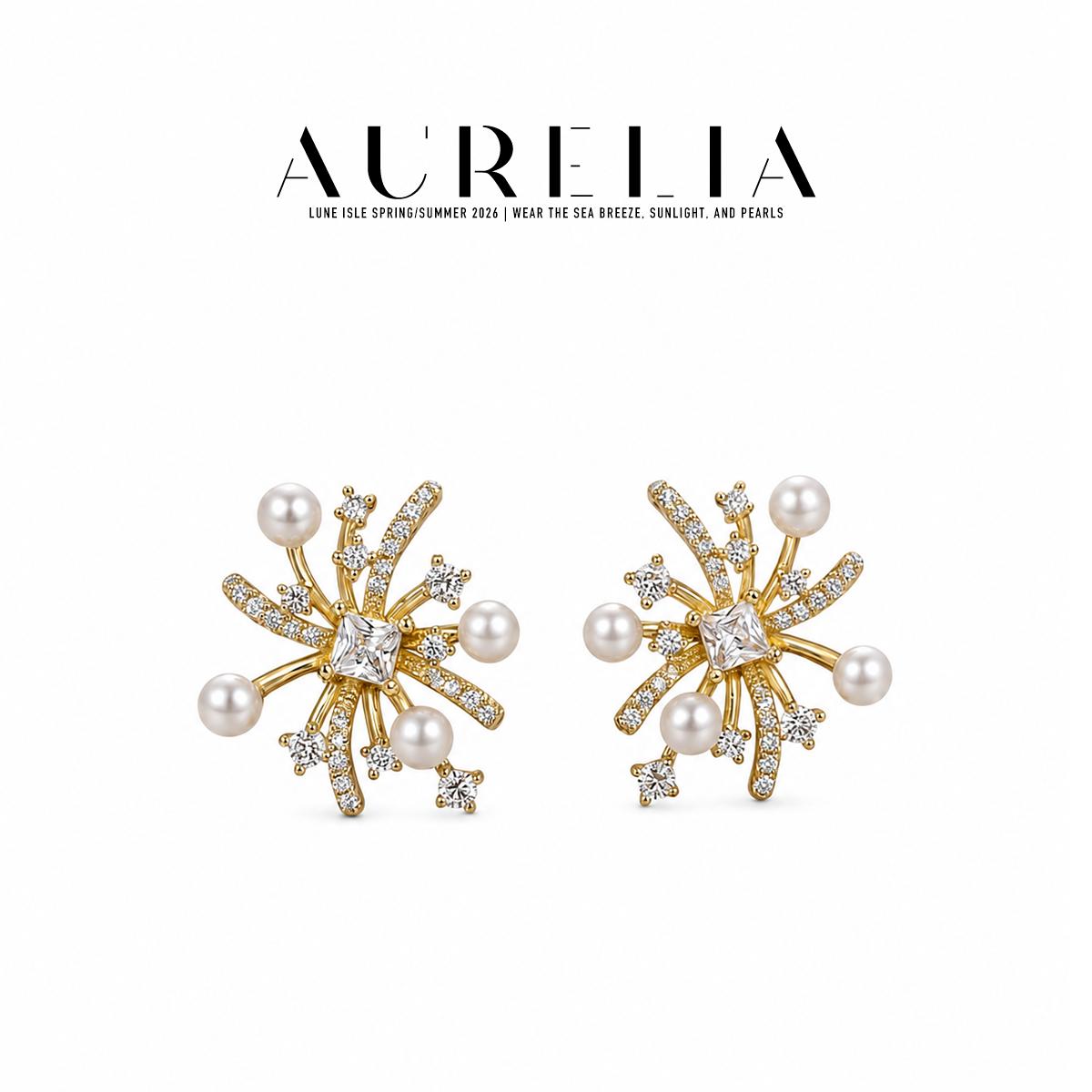 Firework Freshwater Pearl Earrings — supplied AURELIA product photograph.