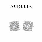 Square Halo Stud Earrings — supplied AURELIA product photograph.