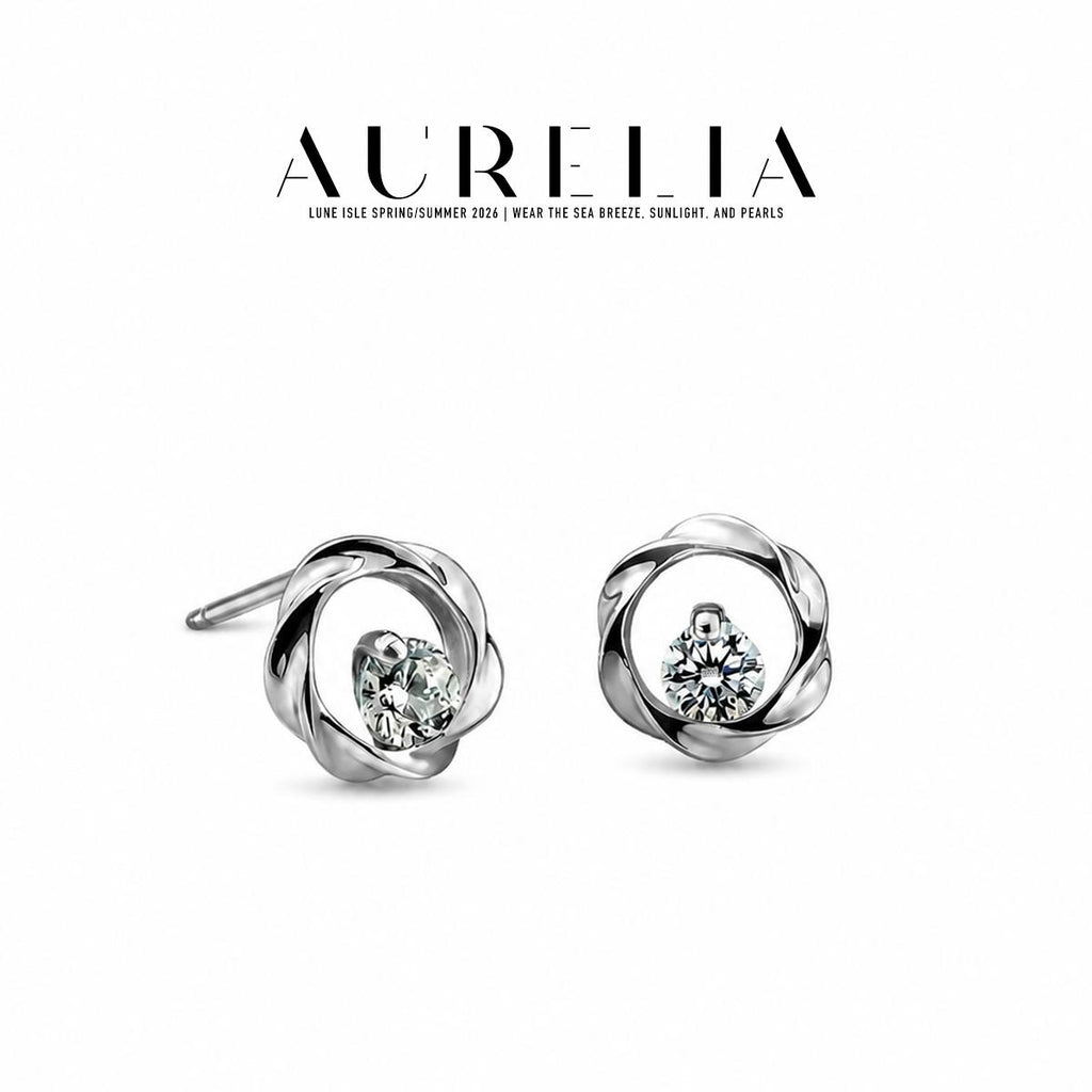 Twisted Circle Stud Earrings — supplied AURELIA product photograph.