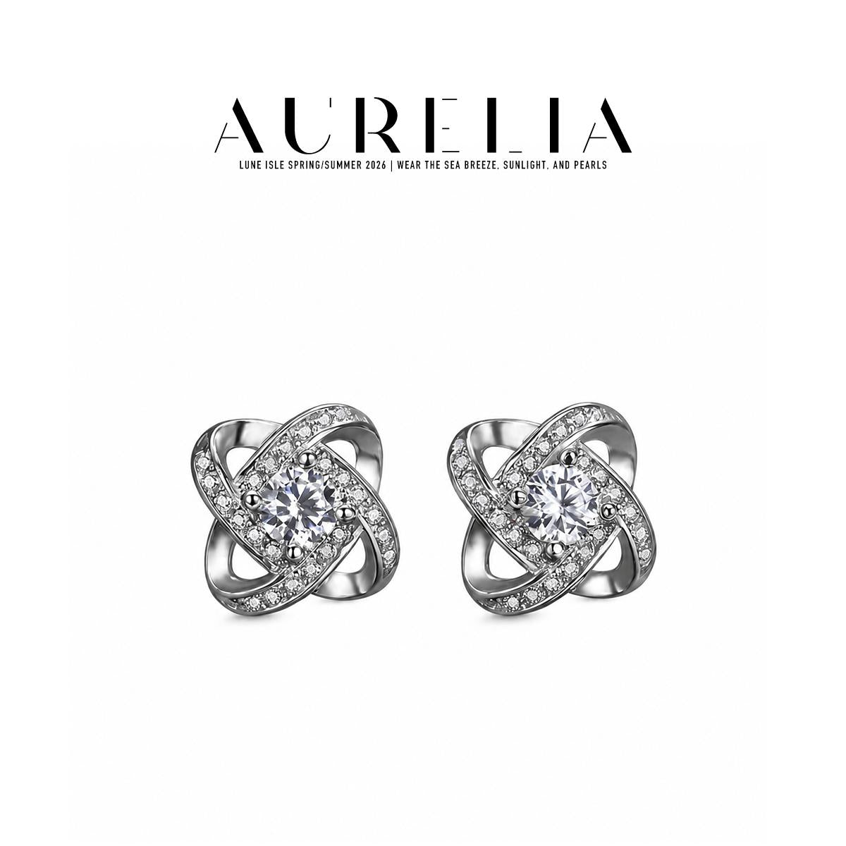 Interlaced Loop Stud Earrings — supplied AURELIA product photograph.