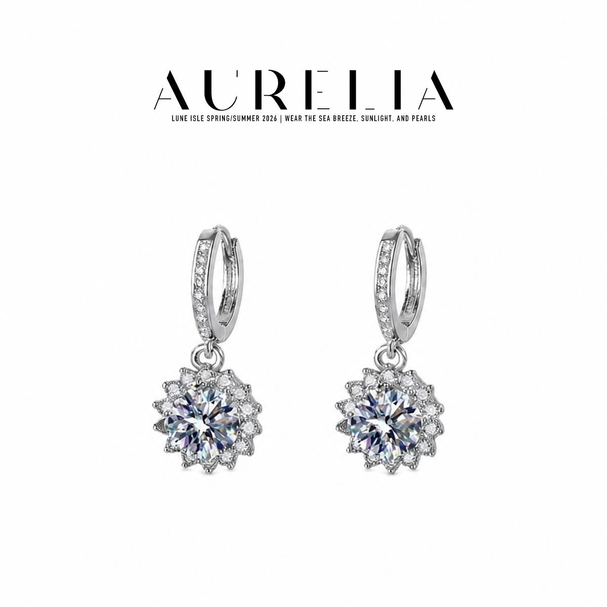 Sunflower Drop Hoop Earrings — supplied AURELIA product photograph.