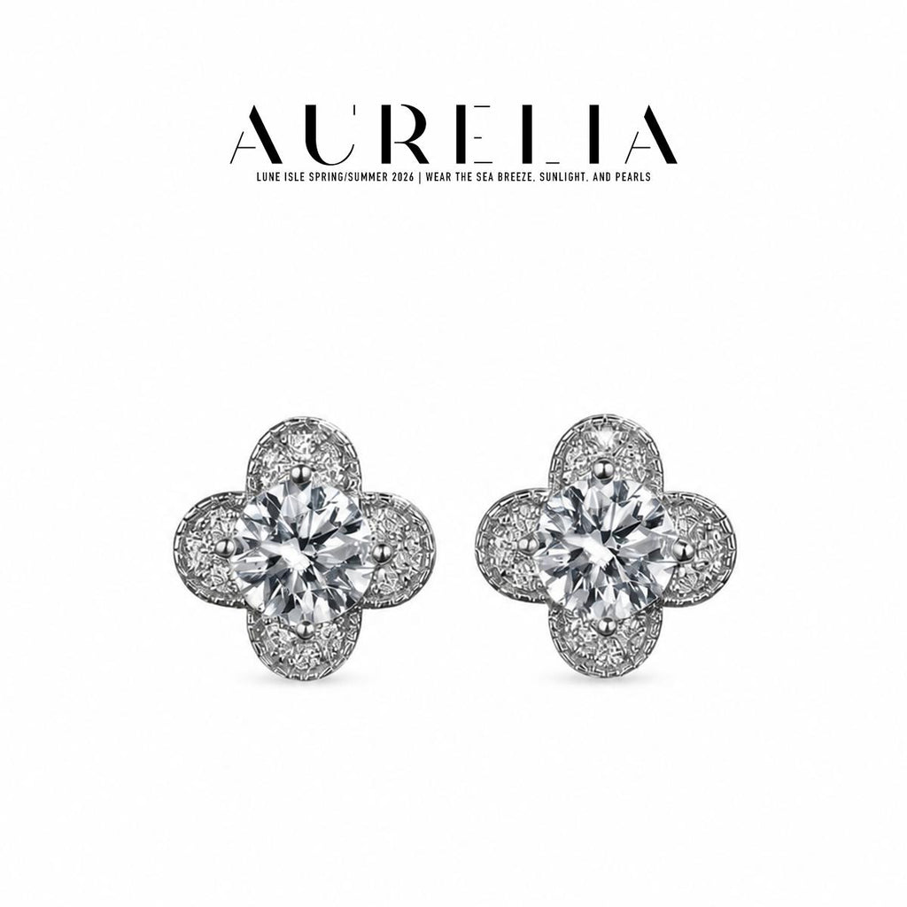 Clover Halo Stud Earrings — supplied AURELIA product photograph.