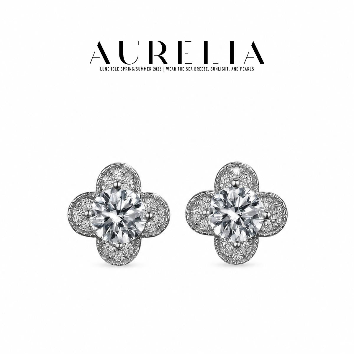 Clover Halo Stud Earrings — supplied AURELIA product photograph.