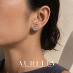 Close ear view showing the crescent, star and round clear center.