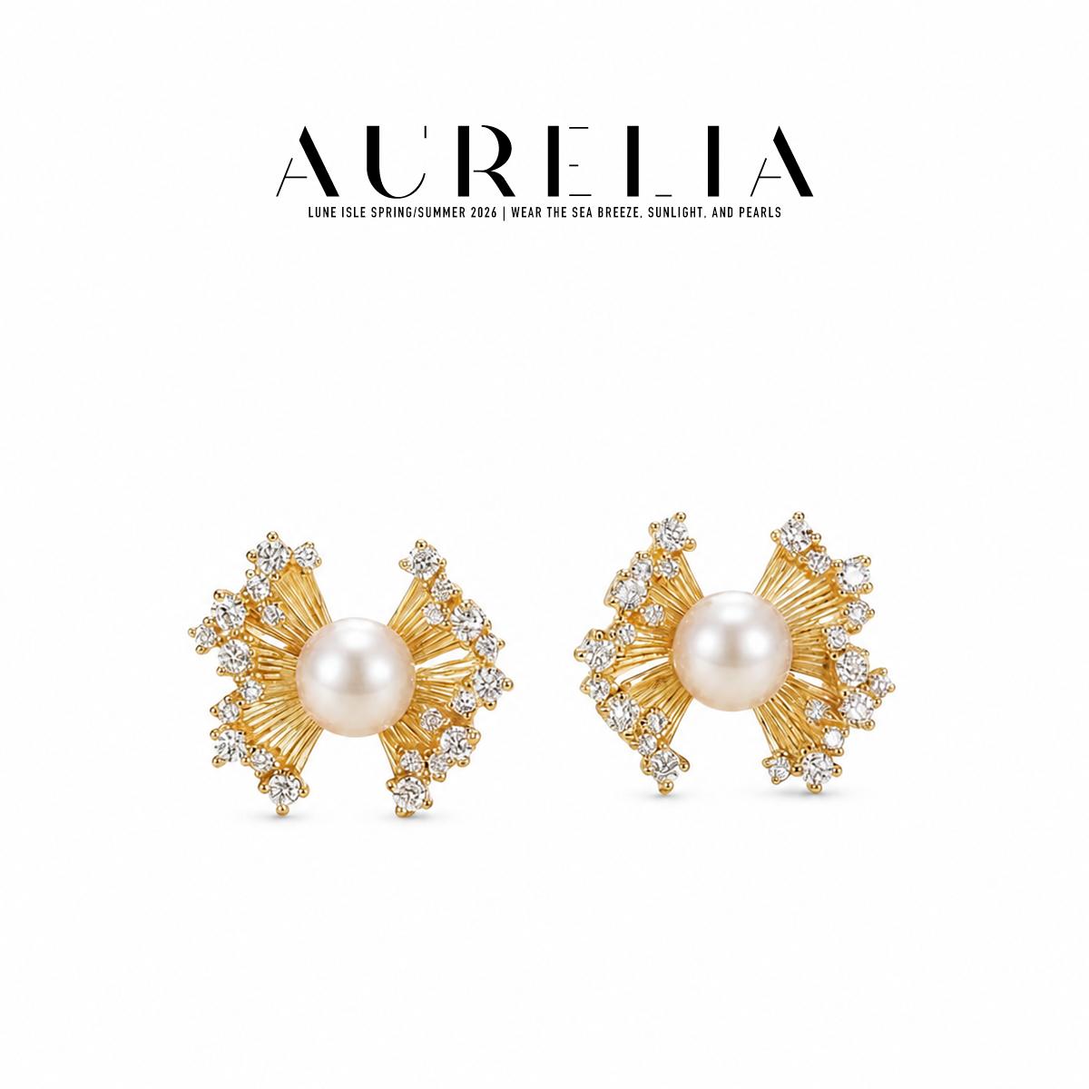Bow Freshwater Pearl Earrings — supplied AURELIA product photograph.