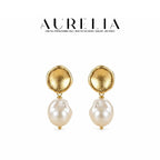 Textured Disc Baroque Freshwater Pearl Earrings — supplied AURELIA product photograph.