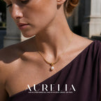 Downward-facing portrait gives an alternate necklace angle while preserving the same knot-and-drop structure.