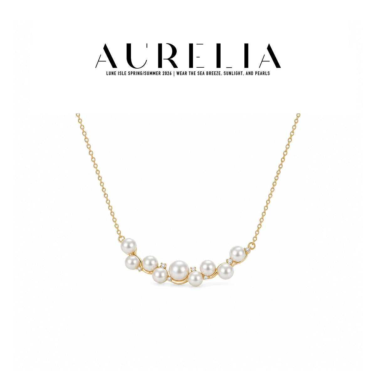 Curved Freshwater Pearl Necklace — supplied AURELIA product photograph.
