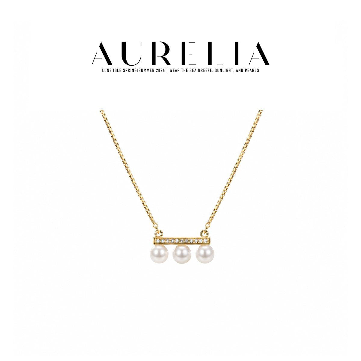Balance Bar Freshwater Pearl Necklace — supplied AURELIA product photograph.