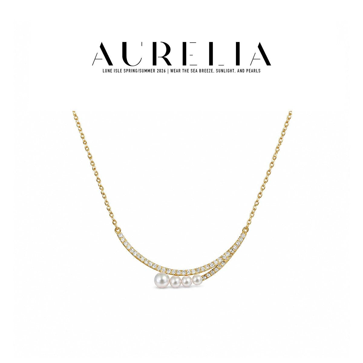 Double Curve Pearl Necklace — supplied AURELIA product photograph.