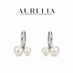Double Crystal Pearl Hoop Earrings — supplied AURELIA product photograph.