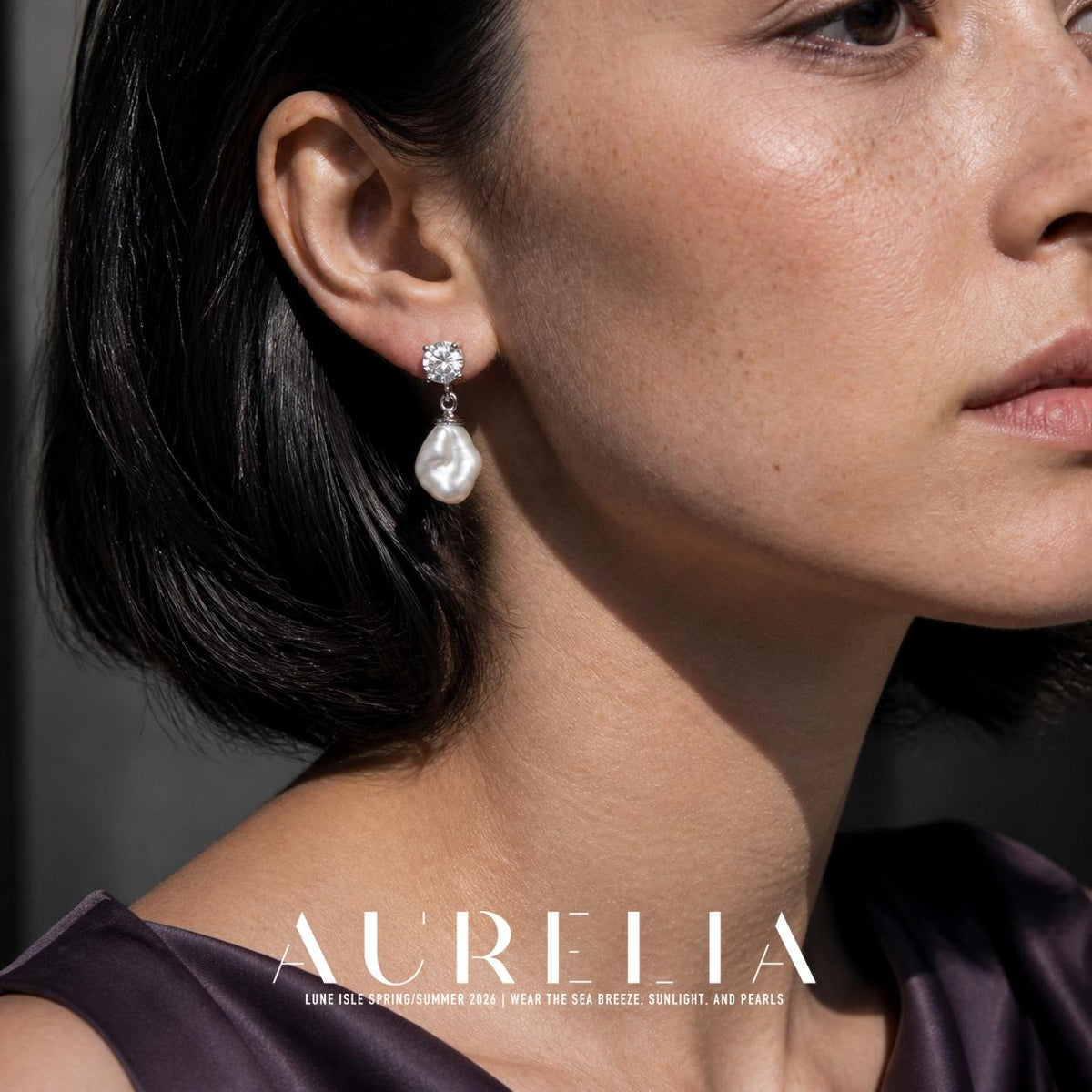 Tight worn ear crop showing the clear stud and white drop with pronounced irregular outline.