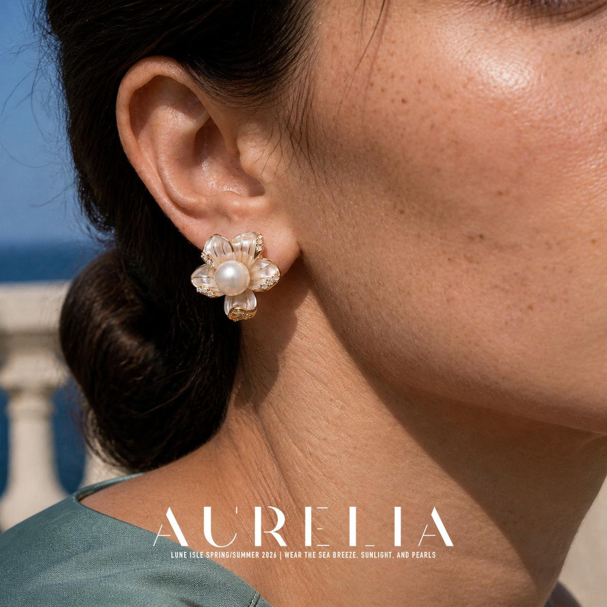 Tight ear crop showing the five-petal flower stud.