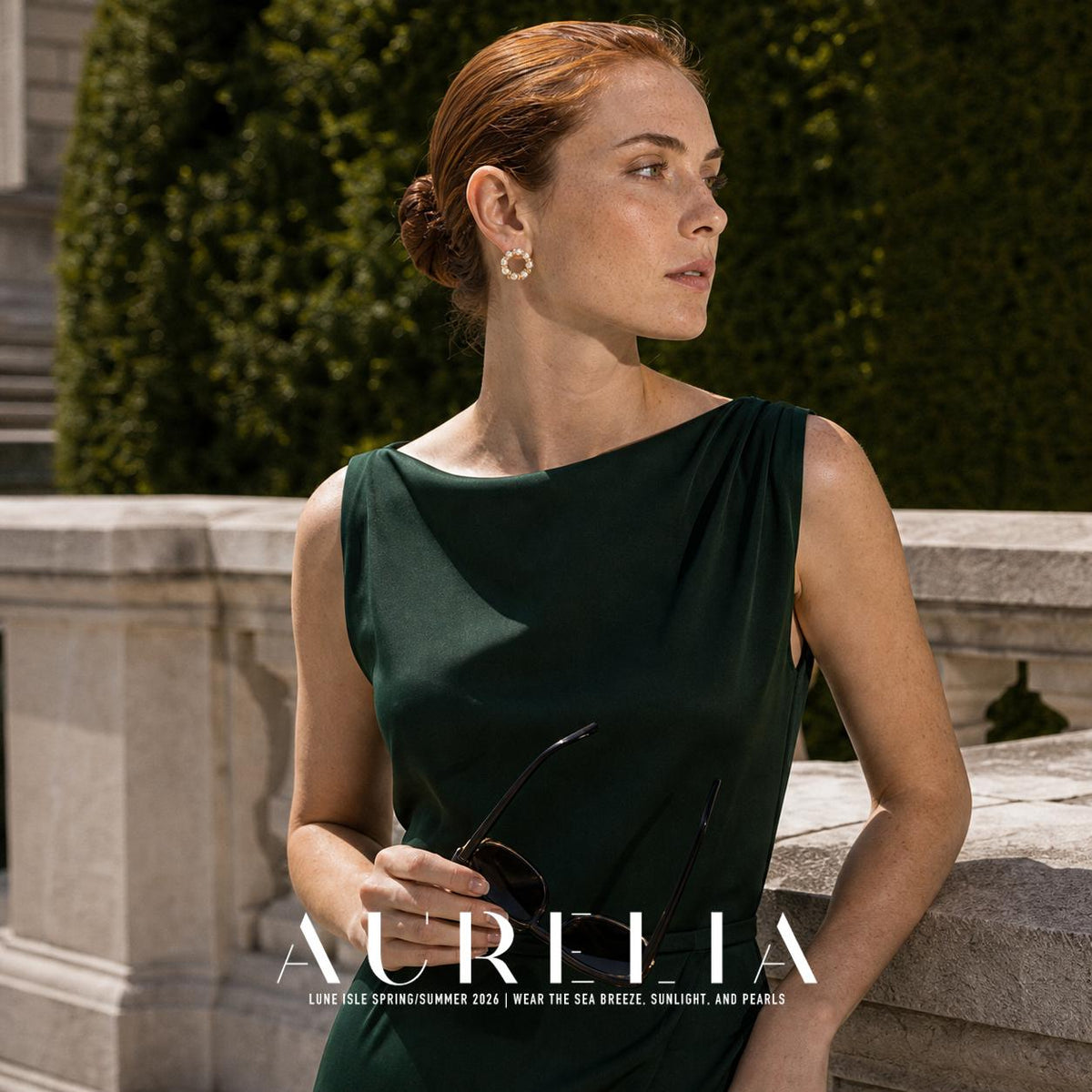 Wider terrace portrait in green showing the same open beaded circle design.