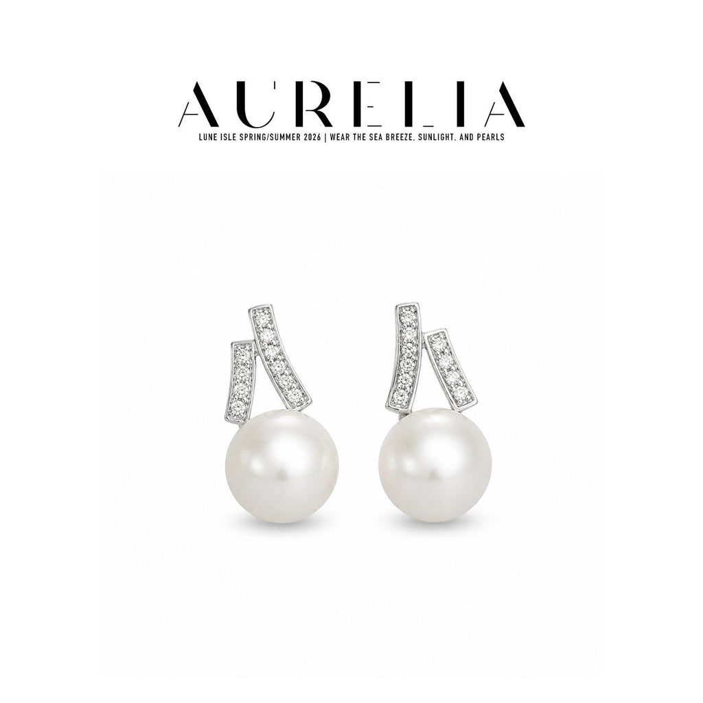 Twin Arc Pearl-Accent Earrings — supplied AURELIA product photograph.